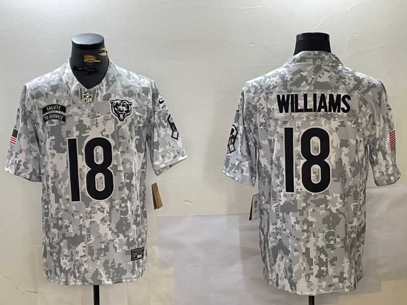 Mens Chicago Bears #18 Caleb Williams Arctic Camo 2024 FUSE Salute to Service Limited Stitched Jersey Dzhi